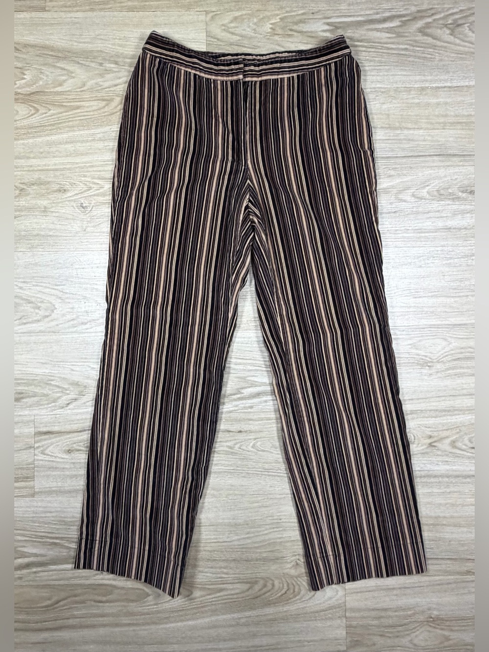 Vtg Louben II Chocolate Brown Striped Pants Straight Leg Trousers Dark Academia